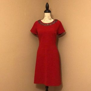 Talbots Petite Red Dress with STUNNING Beading